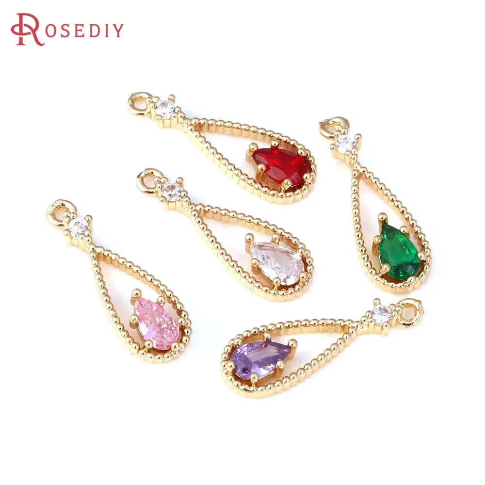 10PCS 18K Gold Color Drop Shape Charms Pendants High Quality Necklace Earrings Diy Jewelry Accessories Rosediy official-website