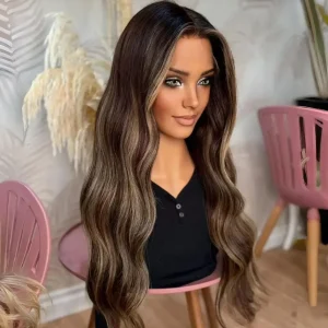 13*4 Ombre Platinum Blonde Lace Frontal Wig High Quality Deep Wave Wig Beautiful Top Sale Heat Resistant Fiber Daily Party Use