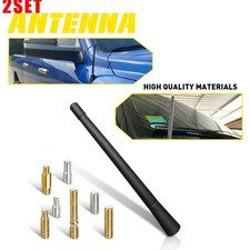 2Set Universal 7inch Car Short Black Antenna Aerial AM/FM Radio Mast Pole Replac