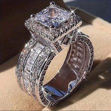 4.00 CT Princess Cut Lab Created Diamond 18k White Gold Halo Ring Mega Sale 6