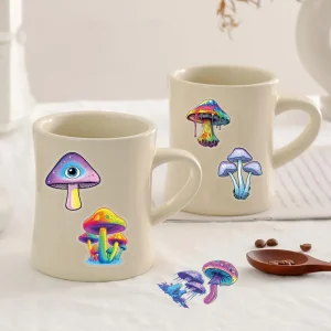 50PCS Transparent Cartoon Stickers Color Mushroom Graffiti Deals DIY Gift Children's Toys Fridge Laptop Guitar Bike Decoration