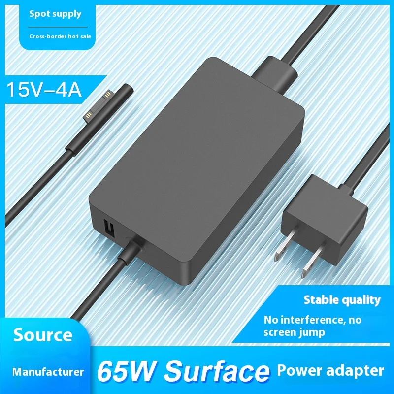 65W Surface Pro Charger for Microsoft Surface Pro 9, 8, 7+, 7, 6, 5, 4, 3, X, Windows Surface Laptop 5, 4, 3, 2, 1, Surface Go T