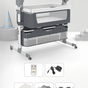 Baby Bassinet,Automatic Electric Rocking with Remote,Newborn Bedside Bassinet, Foldable Travel Co-Sleeper for Infant SteAnny