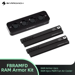 Barrow RAM Armor PWM Air Cooler Kit FBRAMFD RAM Heatsink 2pcs 4 Fans Cooler for PC Gaming Cooling Building DIY Black/Silver