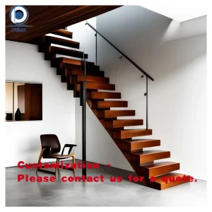 custom.Top Quality Custom Hot-Sale Modern Home Decoration Stairs Wood Tread Steel Structure Straight Stairs with Glass Railing
