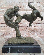 Dog Trainer Bronze Sculpture Statue by Milo Hand Made Collectible Figurine Deal