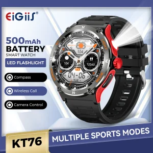 EIGIIS Smart Watch 3ATM Waterproof 1.53" KT76 Men Sport With Compass And LED Flashlight Heart Rate Sleep Analysis Bluetooth Call