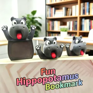 Exclusive New Product - Cute Hippo Bookmark - Gray Funny Tongue-Sucking Bookmark - Animal Creativity Cute Cartoon Page Holder