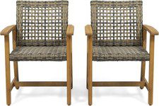 Great Deal Furniture Noble House Hampton Outdoor Acacia Wood Dining Chair in Nat