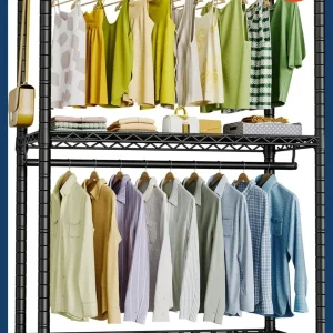 [Hot Deal!]P3 Rolling Clothes Rack, Clothing Racks for Hanging Clothes, Heavy Duty Garment Rack with Wheels, Freestanding Portab