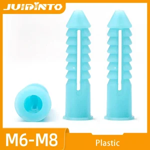 JUIDINTO 20/60pcs Plastic Drywall Wall Anchors Rubber Wall Plug Blue m6 m8 Plastic Expansion Tube for Tapping Screw