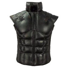 Metal Gear Solid Snake Venom Ballistic Black Leather Puffer Vest - Discount Sale