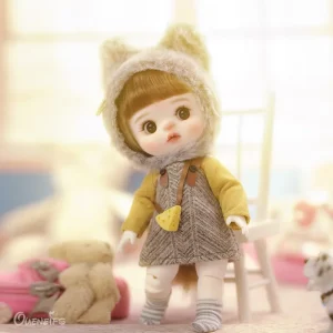 New Design Llipika 1/8 BJD Doll Grey Plush Dat Resin Toy Surprise Gift Girl Pure Handmade Makeup Small Size Pocket Doll