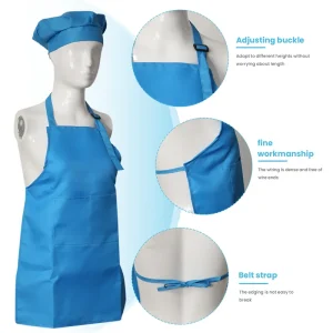 【New User-Coupon!】8-Piece Children's Apron and Chef Hat Set, Adjustable, with 2-Pocket Kitchen Apron Apron