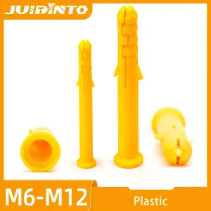 Plastic Expansion Anchors Yellow Ribbed Expansion Tube M6 M8 M10 Nylon Rubber Plug Anchors for Self-tapping Screw