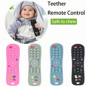 Soft Silicone Teether in Remote Control Shape Ideal Soft Teething Toy for Babies Perfect Children's Holiday Gift