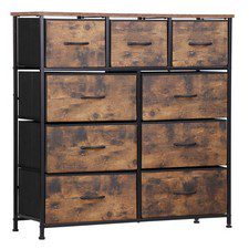 SUPER DEAL 9-Drawer Dresser for Bedroom, Storage Tower with Fabric Bins, Tall...