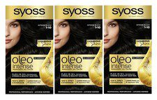 Syoss Oleo Intense 1-10 Intense Black Ammonia Free Hair Color Bulk Deal 3-Pack