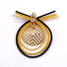 [Value Deal] 1-Ring Mizuhiki x Japanese Pattern Metal Plate, Gold Loop, Black, 1