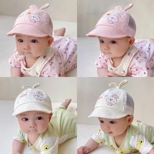 0-6Months Baby Mesh Duck Tongue Cap Cute Rabbit Sunshade Peaked Hat Newborn Sun Visors Thin Cotton Summer Kids Baseball Hats