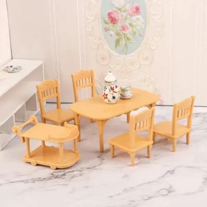 1:12 Dollhouse Miniature Plastic Food Cart Table And Chair Model, Furniture Home Model, Decor Toy Doll House Accessories