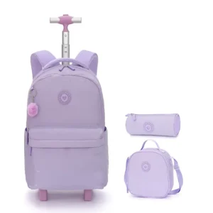 18 inch School Wheeled backpack bag School Trolley bags for teenagers Children School Rolling travel backpack Bag set for girls