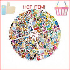 200Pcs Kids Stickers Pack Disney Princess Stickers Cute Cartoon Characters Deals