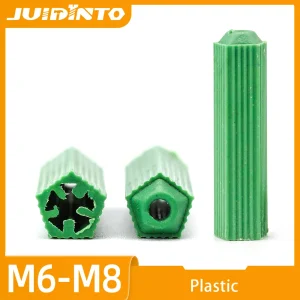 20/50pcs Expansion Plastic Anchors Rubber Drywall Plug M6 M8 Green Nylon Ribbed Anchor for Self-tapping Screws