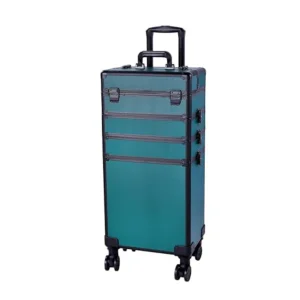 4 in 1 Makeup Train Case Rolling Cosmetic Trolley Large Capacity Travel Organizer with Key 360 Swivel Wheels Suitcase for Beaut