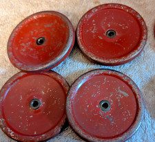 $5 SALE SET OF 4 2" STEEL WHEELS A.C. GILBERT ERECTOR SET RED paint