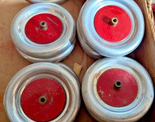$5 SALE SET OF 4 3 INCH ALUM WHEELS A.C. GILBERT ERECTOR SET W/RED CENTER
