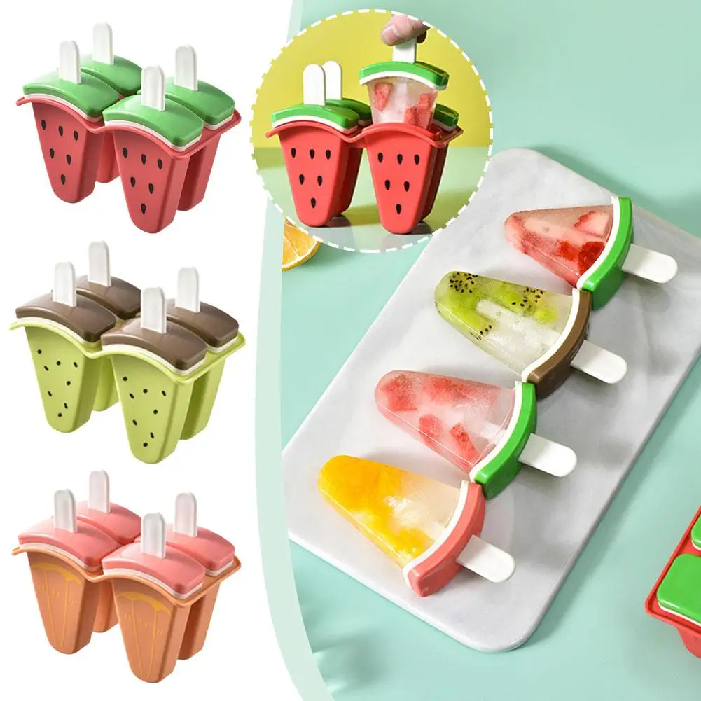 6 Girds Watermelon Shape Ice Molds in One Tray With Sticks Easy-Release, Popsicle Makers, Homemade Ice Cream Mould