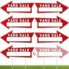 7 PC Yard Sale Signs with Stakes, 17" x 6", Double-Sided Yard Sale Arrows Sig...