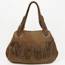 Clearance Sale Aleanto Italian Import Fringe Tote Bag (Nappa Leather) Brown