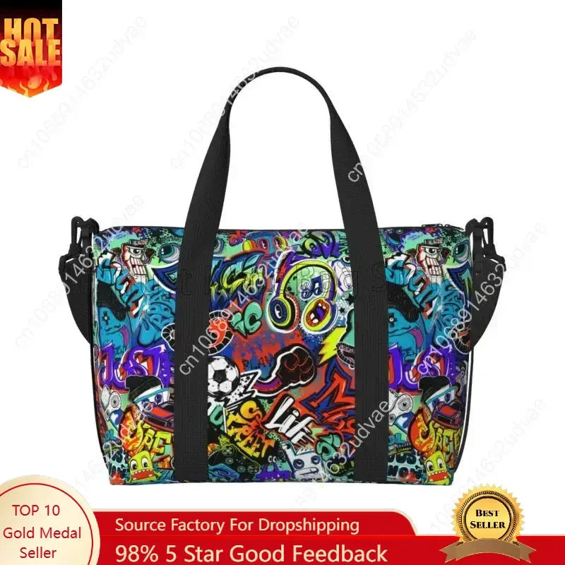 Cool Graffiti American Comic Book Collection Pop Art Travel Duffel Bags Foldable Weekender Overnight Carry on Bags Sport Gym Bag