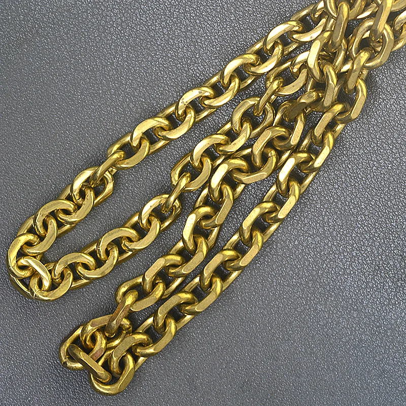 custom length biker brass made 9mm thick 30cm-100cm long sweden carved anchor link chain necklace wallet jean FOB keychain DIY