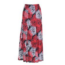 [Set Discount] HDF-2401 Gusset Flare Skirt Black Red/White Floral