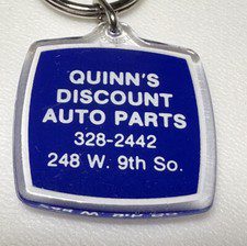 Vintage Quinn’s Discount Auto Parts Automotive Car Supply Store Keychain