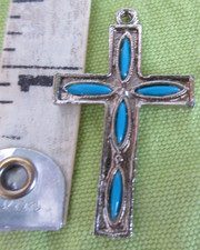 Vintage Silver tone Cross Pendant 1.5 " tall ESTATE SALE FIND Beautiful Pendant