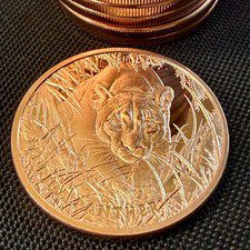 1 oz .999 Copper Round Panther Cougar Big Cat Wildlife Bullion Qty Discount