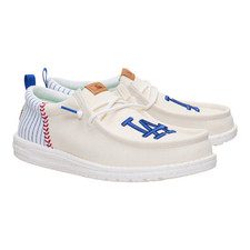 [BIG SALE] Los Angeles Dodgers Hey Dude Wally Casual Slip On Shoes - White