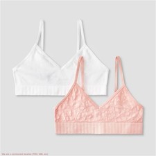 Girls' 2pk Seamless Bra - Cat & Jack Pink/White L *SEE DEAL!!!*