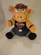 Harley Davidson Motorcycle Plush Stuffed Pig Hog Animal Toy with Bandana,10"