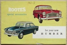 HUMBER ROOTES SPECIAL ACCESSORIES Car Sales Brochure c1963 #63102/A