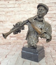 Jazz Clarinet Player bronze statue sculpture figure Hot Cast Home Bar Decor Sale