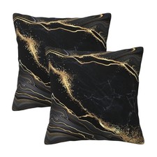 Marble Gold Black 18x18 Pillow Covers Set of 2 Modern Home Decor Sale