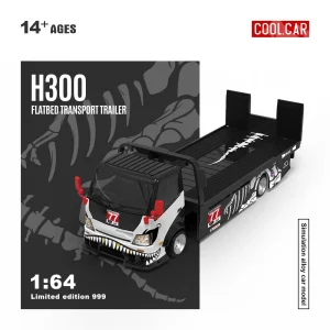 *Pre-sale*Cool Car 1:64 H300 Flatbed Transport Trailer Dragon 77 Painted Simulation Alloy Car Model for Collection&Display&Gift