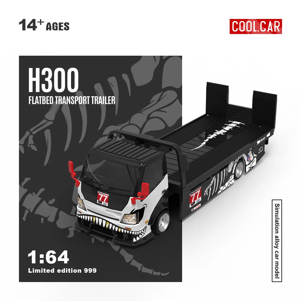 *Pre-sale*Cool Car 1:64 H300 Flatbed Transport Trailer Dragon 77 Painted Simulation Alloy Car Model for Collection&Display&Gift