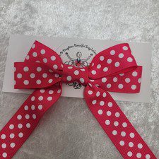 Sale Handmade Beautiful Hotpink D.S. Bow w/White Dots Girls/Women Hair Clips