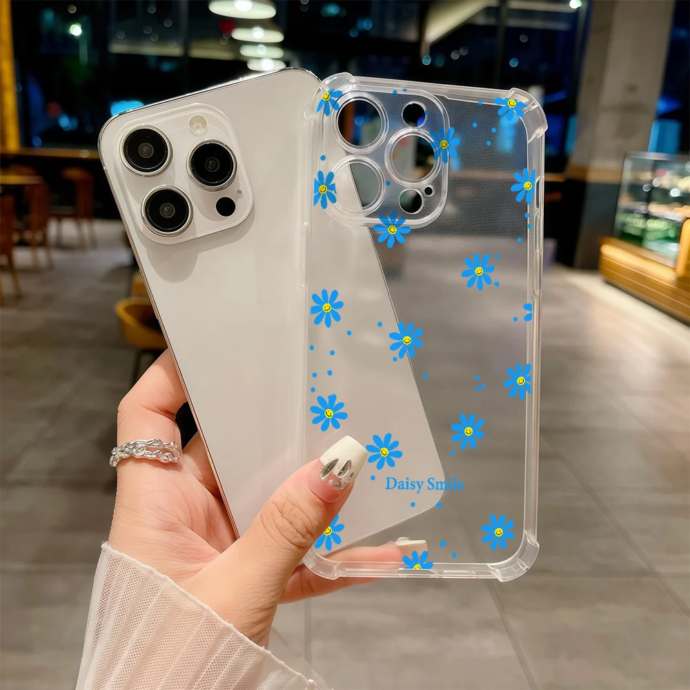 Shockproof Phone Case For iPhone 17 16 15 14 13 12 11 Pro Xs Max Air 16e 17e 7 8 6s 6 Plus Mini X XR Daisy Smile Clear Cover